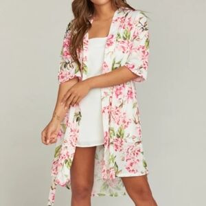 Show Me Your Mumu (Size 0/S) Pink Floral Print Belted Robe